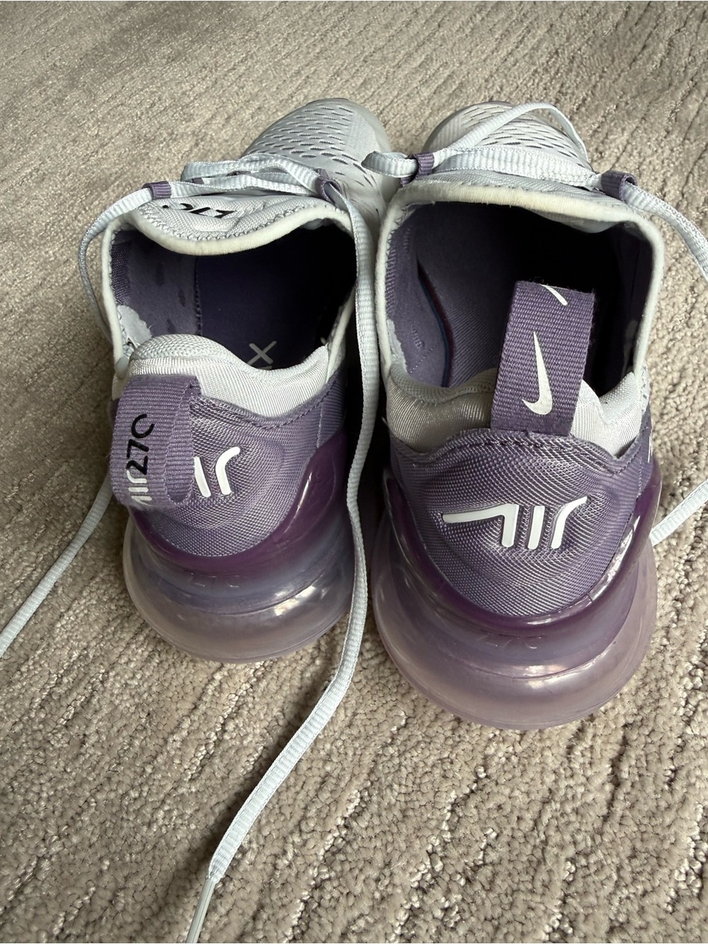 Nike Women’s Air Max 270 Sneakers - White & Purple - Picture 4 of 6